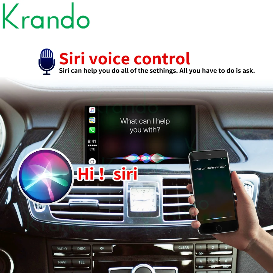 Krando Wireless Apple CarPlay Interface Box For Mercedes Benz CLS W218 2011-2017 Voice Control Andriod Auto Module Playstore