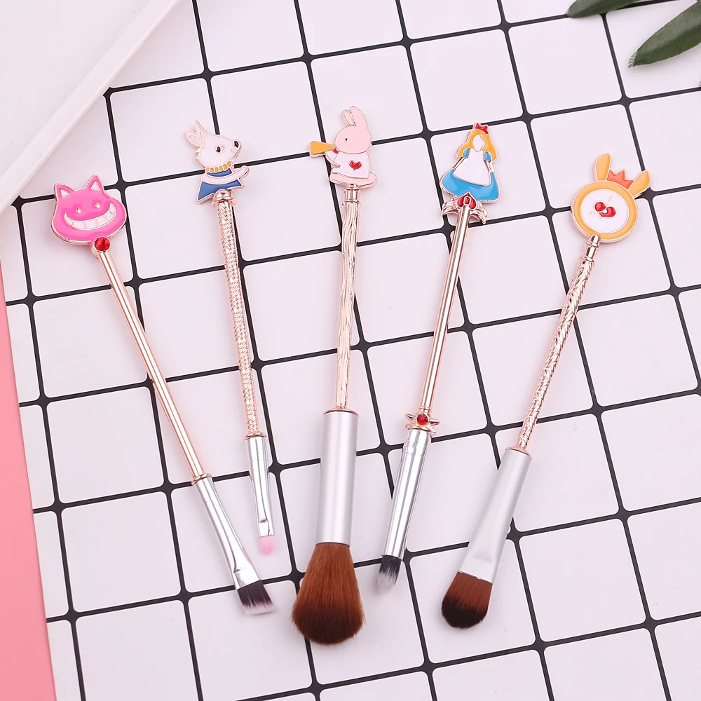 2Colors Alice in Wonderland Makeup Brushes Set Cute Rabbit Cat Cosmetic Tool Eye Shadow Lip Blend Shadow Make Brush Tool Kit