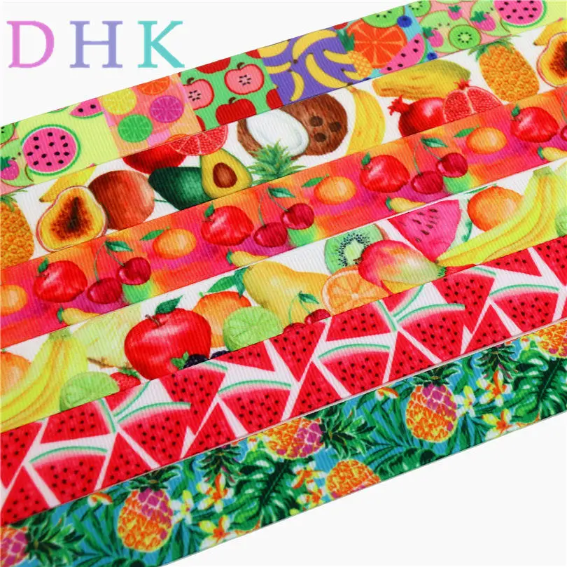 DHK 7/8 ''5 Thước Dưa Hấu Dứa In Hình Grosgrain Ruy Băng Phụ Kiện Hairbow Mũ Đợi Đầu Đa Năng DIY Trang Trí 22Mm E1231