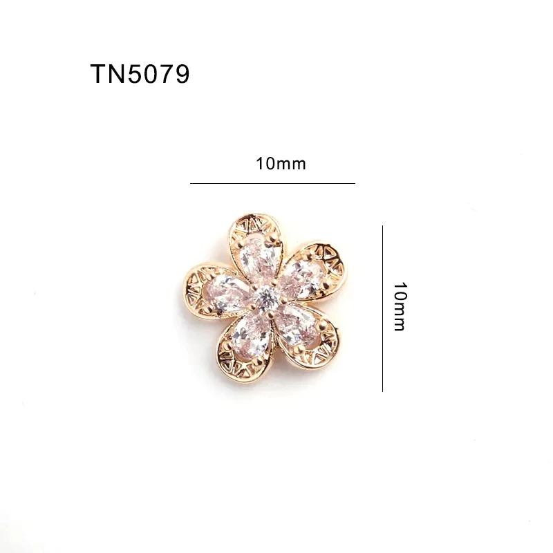 

10pcs/lot TN5079 Flower Petal Alloy Zircon Nail Art Crystals Rhinestone Jewelry Nails Accessories Supplies Decorations Charms