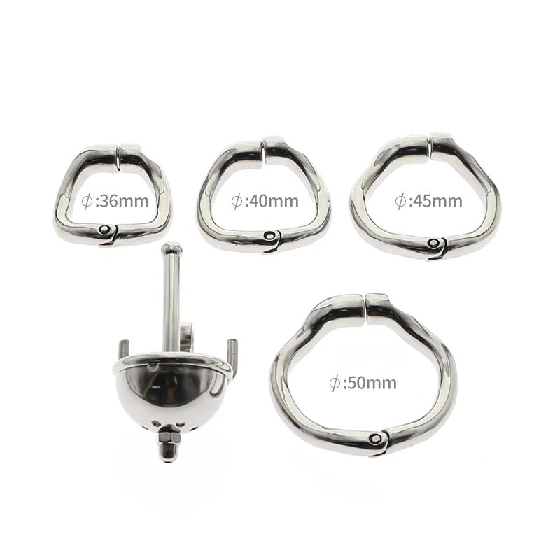 Chastity Cage Cock Ring With catheter stainless steel ball stretch ring penis exercise scrotum ball stretcher sex toy For Men 5