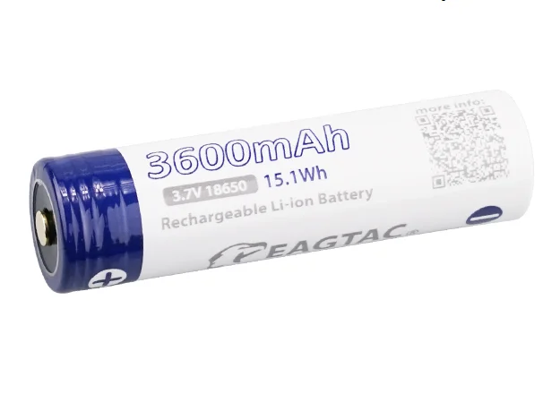 

EAGTAC 18650 3600mAh 3.7V Protected Li-ion Battery (10A discharge) Korea Cell