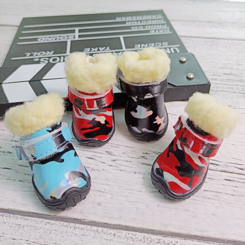 Camouflage Pet Dog Shoes Waterproof Thicken Snow Winter Fashion 4pcs/set Puppy Small Animal Chihuahua Cat Paw Care Boots Product