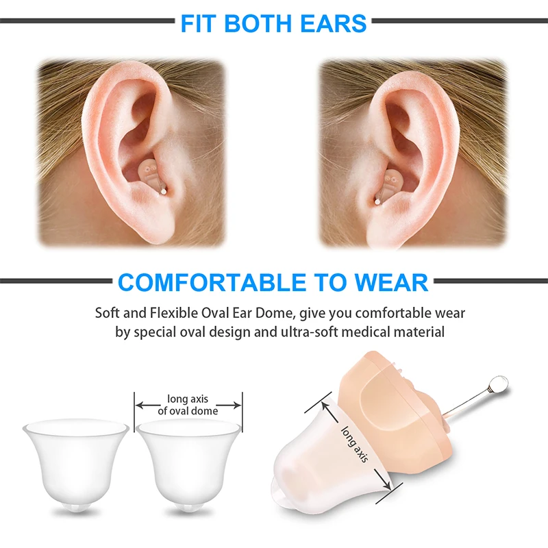 K25 Portable Audiphones CIC Hearing Aid Sound Amplifier Mini Size Inner Ear Invisible Volume Adjustable Ear Aids Drop-shipping
