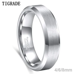 Tigrade 4/6/8mm Unisex Ring Silver Color Brushed Tungsten Carbide Rings For Women Couple Wedding Band Men Anels Dropshipping