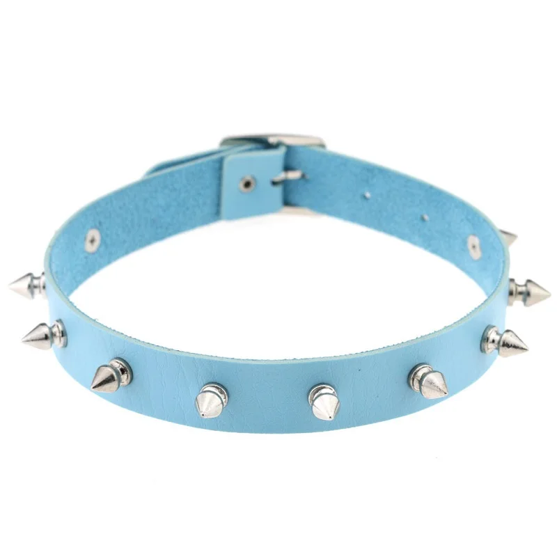 Rock Gothic Jewelry Men Women Unisex PU Leather Punk Spike Rivet Torques Necklace Collar Choker