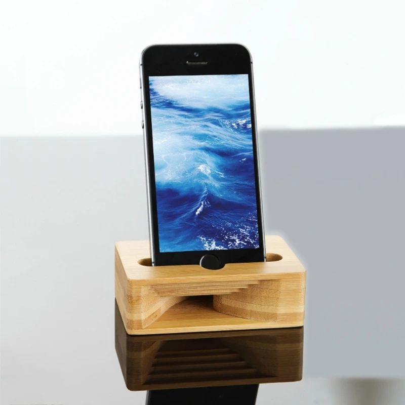 Phone Sound Amplifier Universal Bamboo Mobile Holder Stand Cellphone Loudspeaker