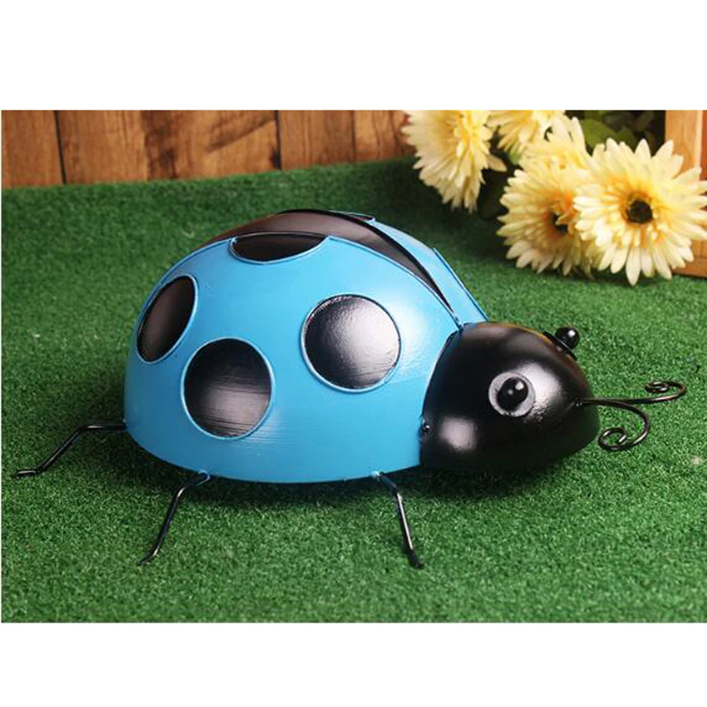 10cm Garden Metal Ladybird Figurine Wall Hanging Decor Fence Hanger for Home Garden Decorative Kids Toys Gift