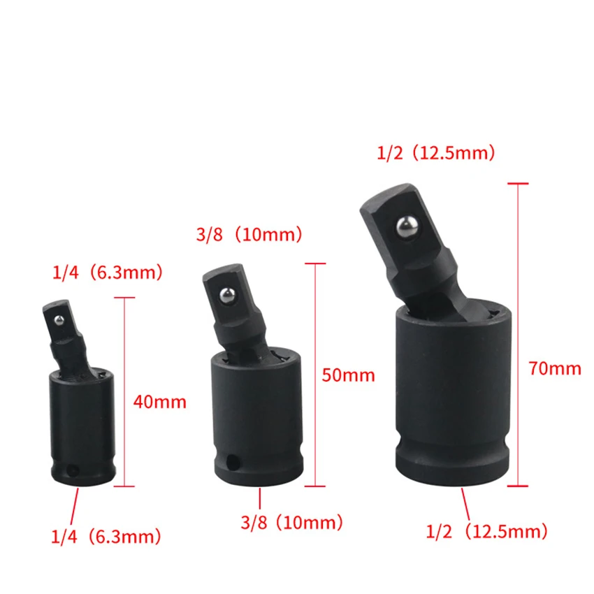 Adapter do klucza nasadowego 1/4" 3/8" 1/2", stal fosforowana chromowo-molibdenowa, klucz pneumatyczny, przegub uniwersalny 360 stopni ° Obrotowe narzędzie ręczne — zdjęcie 5