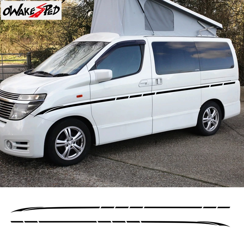 2PCS Car Door Side Stickers Camper Van Stripes Graphics Tuning Auto Accessories Vinyl Decals For Nissan Elgrand E50 E51 E52 2.5
