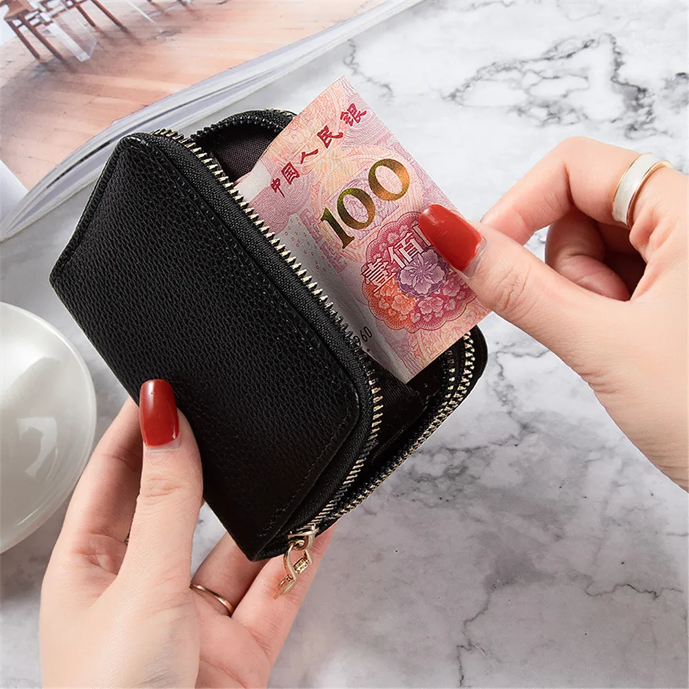 Fashion Pu Leather Zipper Wallet For Women Clutch Bag Card Holder Female Folding Small Coin Purse Money Change Pouch Key Storage