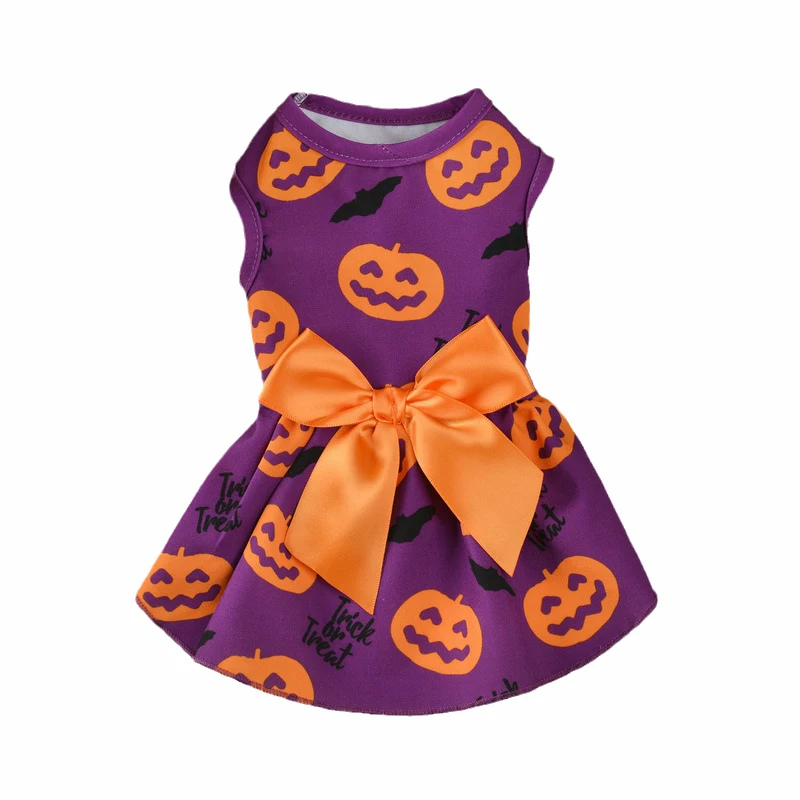 6 Colors Print Pet Cat Clothes Skirt with Bow Halloween Christmas Kitten Dress Costume for Cats Puppy Clothing ropa para gatos