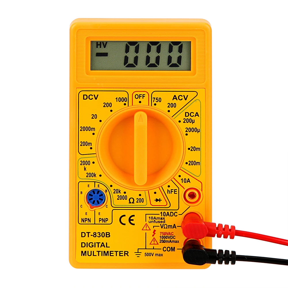 DIYWORK Ohmmeter Volt Tester Analysis Instrument Multimeter LCD Auto Range Digital Voltmeter DT-830B