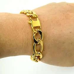 100% Stainless Steel Bracelet 6/8/12 mm Width Figaro Chain 8 Inch Plated 18K Gold Bracelet for Masculine Men Women Free Shipping