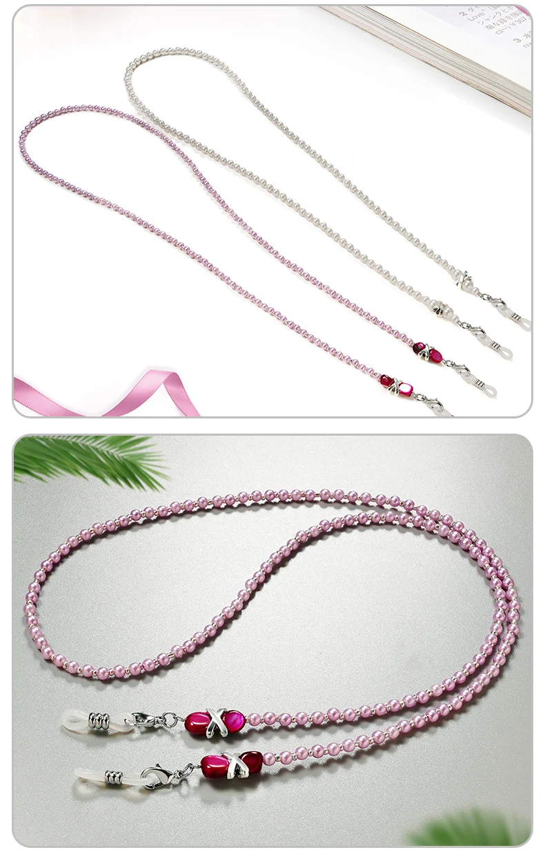 Stilvolle Perlen-Perlen-Brillenkette für Damen, modische Perlen-Perlen-Lanyard-Perlen-Perlen-Halskette – Detail 2