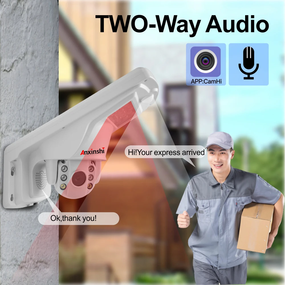 Anxinshi Outdoor WiFi PTZ IP Camera With Wall Lamp Human Tracking Two Way Audio Security Protection Surveillance Night Vision  ﻿