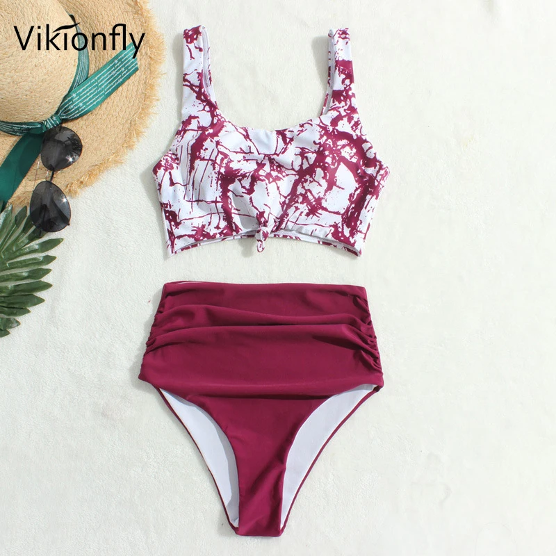 Vikionfly High Waist Bikini 2020 Women Swimsuit Leopard Print Highwaist Two Piece Swimwear Swimming Suit For Women Bathing Suits