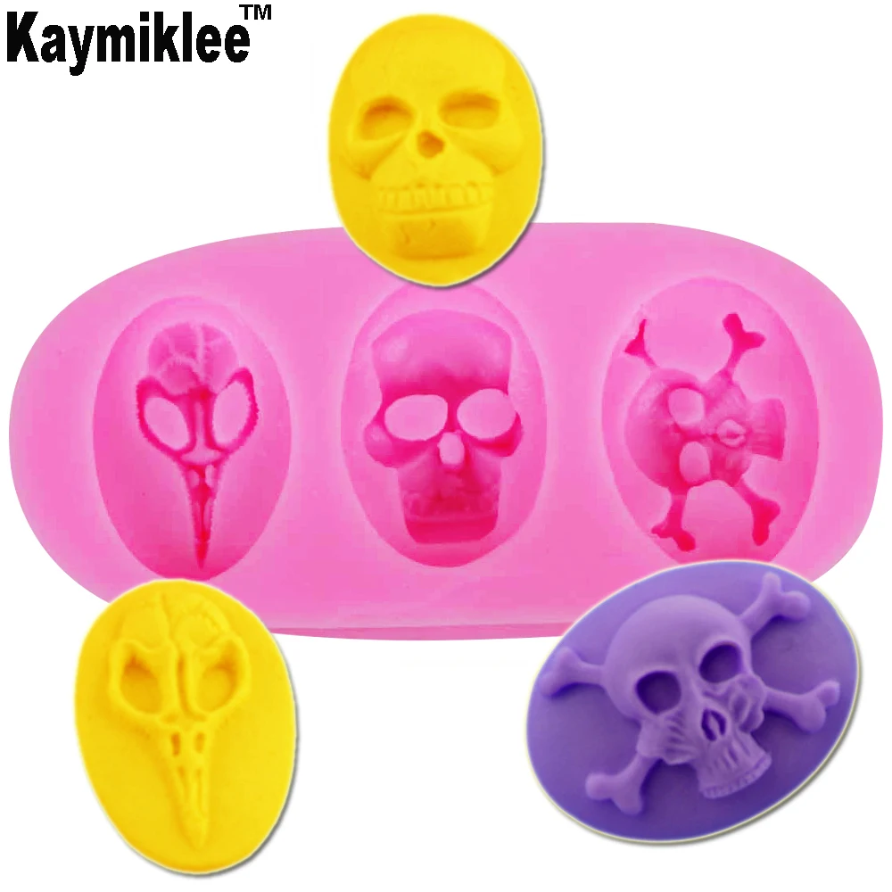 

Kaymiklee F1192 Halloween Skull Ice Silicone Mold Cake Mould Polymer Clay Handmade Soap Resin Mold