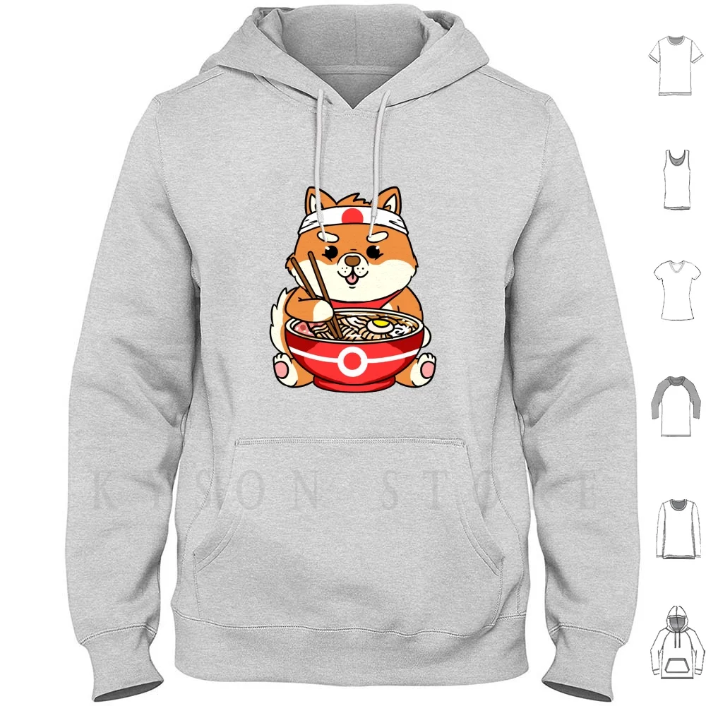 

Kawaii Shiba Inu Ramen Noodle Hoodie long sleeve Cotton Kawaii Shiba Inu Kawaii Shiba Inu Drawing Shiba Inu