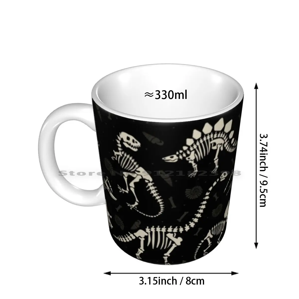 Dinosaur In Black Ceramic Mugs Coffee Cups Milk Tea Mug Dinosaur Dino Halloween Dia De Los Muertos Day Of The Dead Black Bones