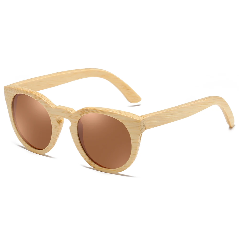 Gm-bamboo sunglasses with polarized mirror lenses, caixa de madeira, para mulheres