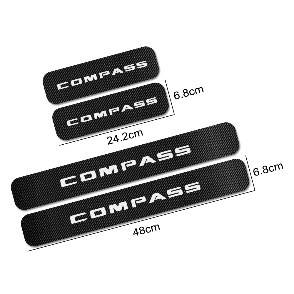 Car Door Sill Stickers Carbon Fiber Cover Auto Tuning Accessories For Jeep Renegade Wrangler Cherokee Compass Patriot Trail Hawk