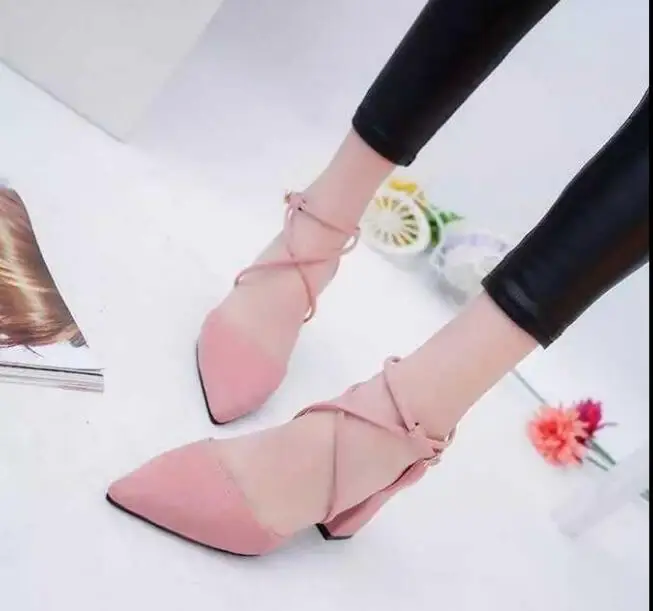 

New fashion woman Pumps autumn thick heel shoes high-heeled shoes female the trend of pink high heels summer shoes Large size