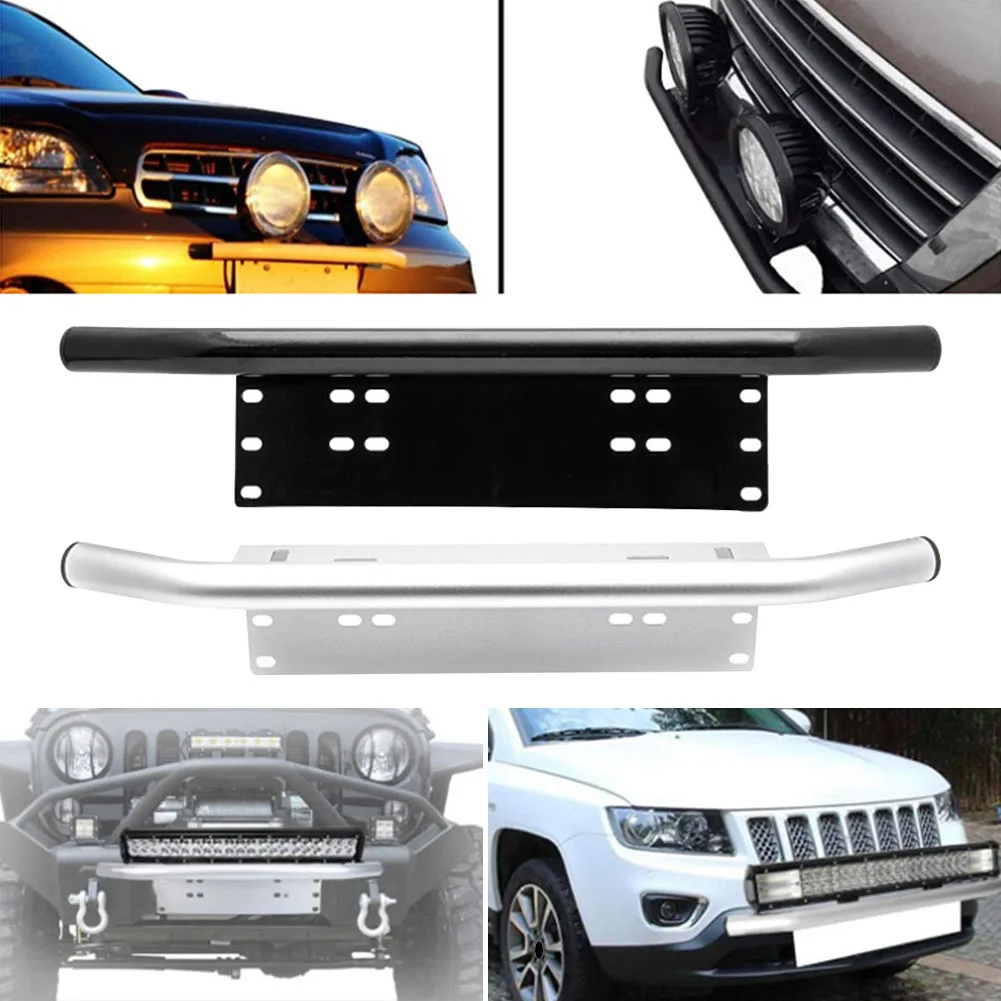 Front Bumper License Plate Log Light Mount Bracket SUV Fog Lamp Holder Off Road LED Light Bar Universal Aluminum