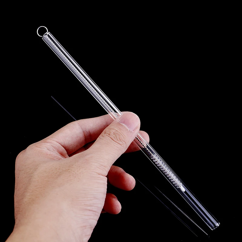 4Pcs Straight Glass Tube Reusable Drinking Straw Sucker With Cleaning Brush Events Party Favors Supplies.