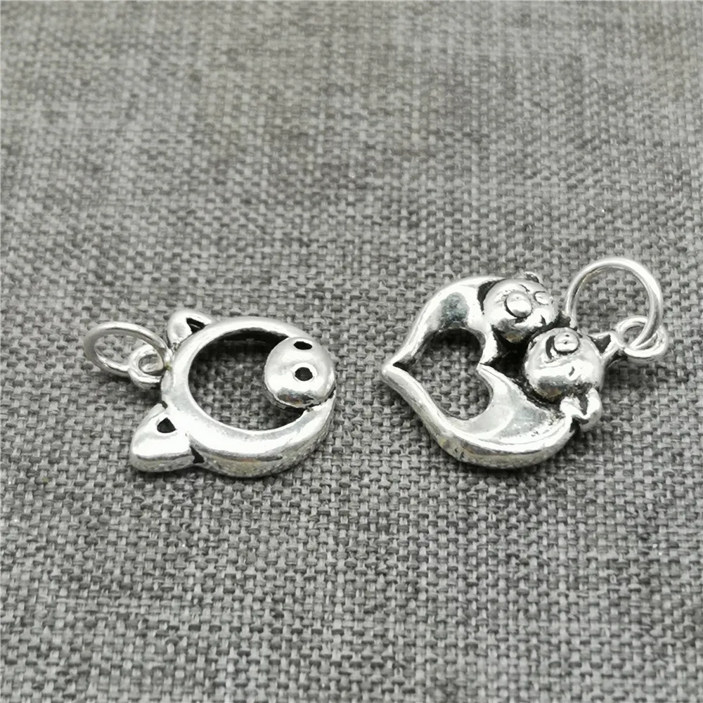 3 Pieces 925 Sterling Silver Pig Piggy Charms with Love Heart for Bracelet