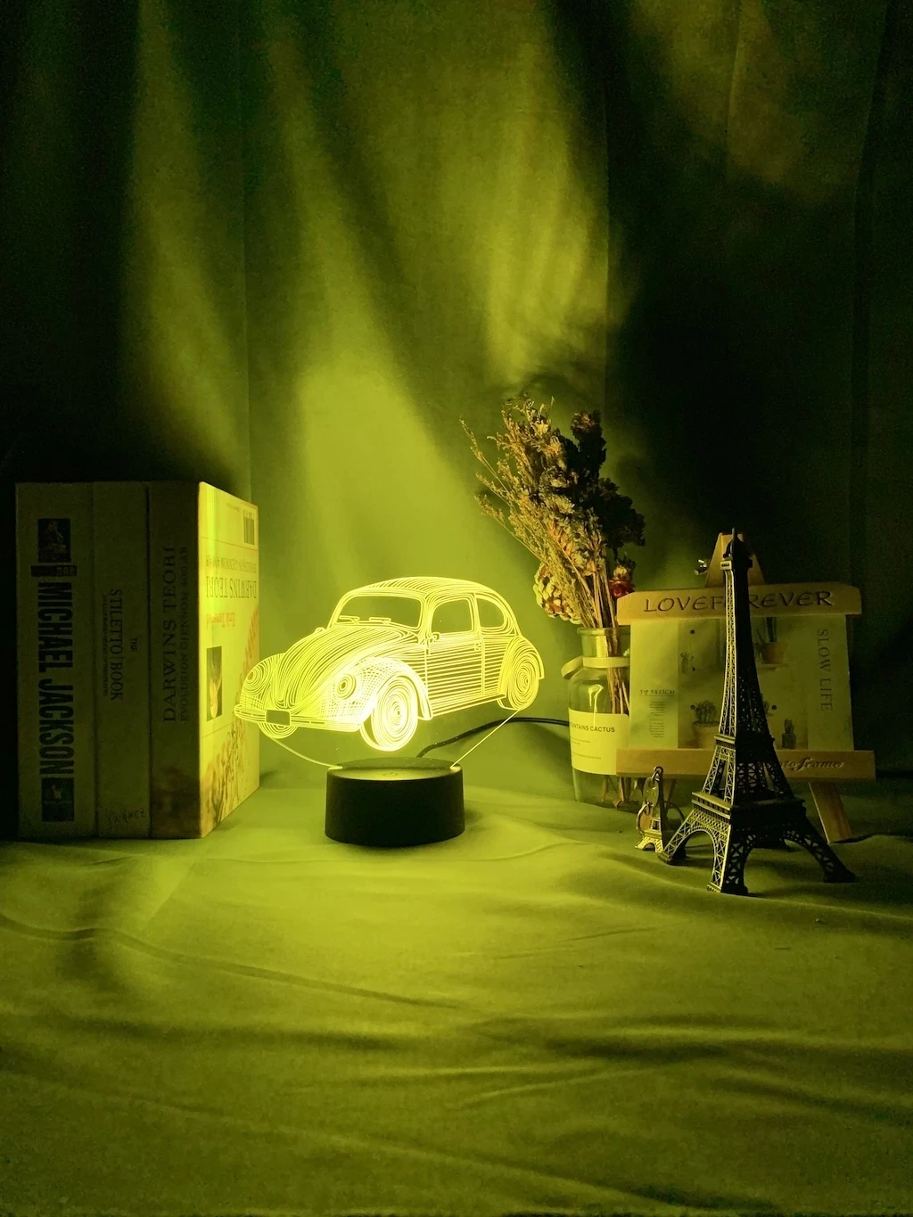 Acrylic 3d Lamp Car Volkswagen Beetle Model Colorful Nightlight for Kids Child Bedroom Decor Battery Powered Led Night Light