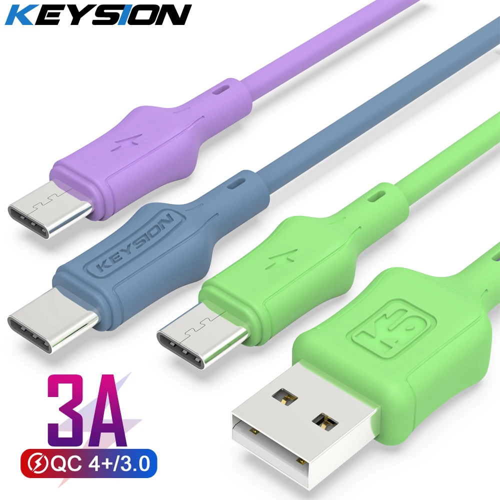 KEYSION USB Type C Cable For Samsung A12 Xiaomi Redmi 10 3A Fast Charging USB-C Cable Mobile Phone Charger Type-C Data Wire Cord