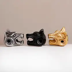 Wolf Lion Stainless Steel Beads Craft Making Charms For Jewelry Accessories Beads For Bracelets Hand Made Material Bead Kralen