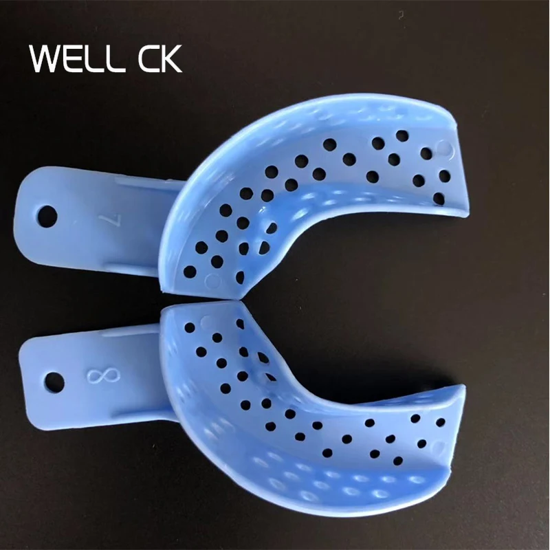 9Pcs/Set Blue Disposable  Dental Impression Trays Plastic Teeth Holders Denture Model Materials Oral Hygiene  Dentist Product