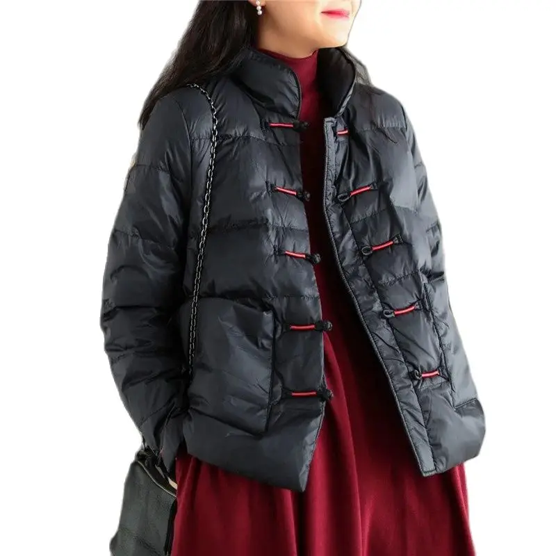 Down Padded Jackets Women's 2024 Autumn Winter New Light Warm Cotton Padded Coat Female Buckle Overwear Overcoat Tops