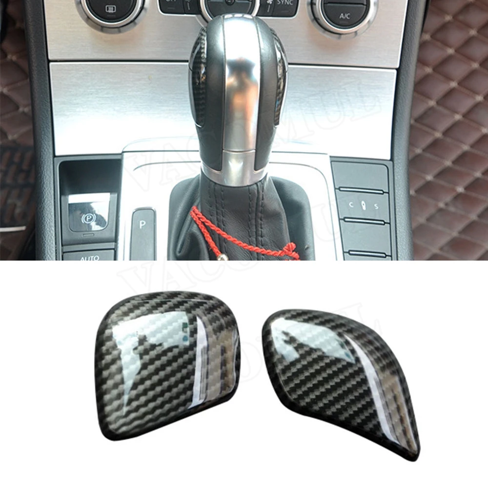 Gear Shift Knob Caps Gear Head Covers For VW Golf Polo Magotan B8 Passat CC Scirocco LHD Car Carbon Fiber Stickers