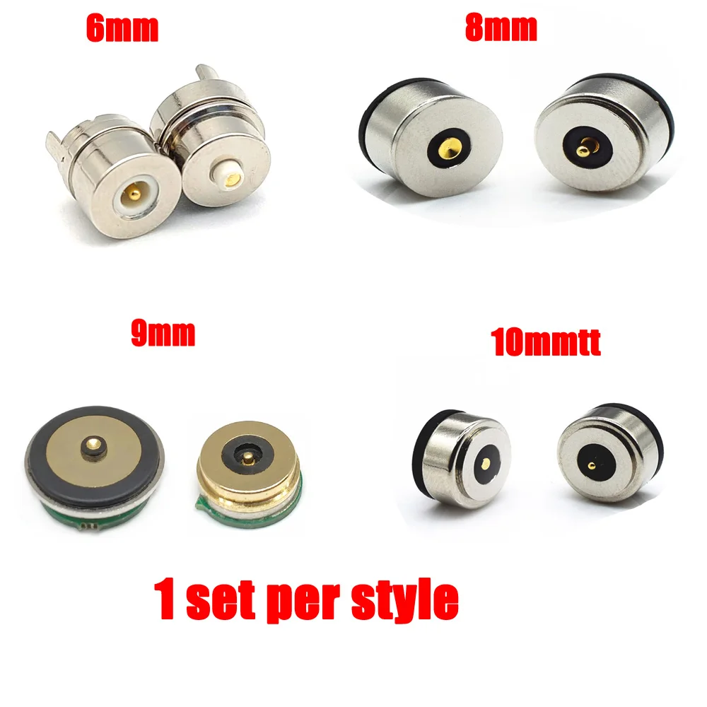 4ชุดแม่เหล็กฤดูใบไม้ผลิโหลด Pogo Pin 2เสา5V 2A 6/8/9/10มม.ชายหญิง DC Power Charge Connector
