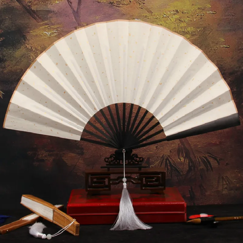 Chinese Brush Pen Calligraphy Ventilador Ink Painting Creation Xuan Paper Fan Blank Men/women Folding Xuan Paper Hand Fan