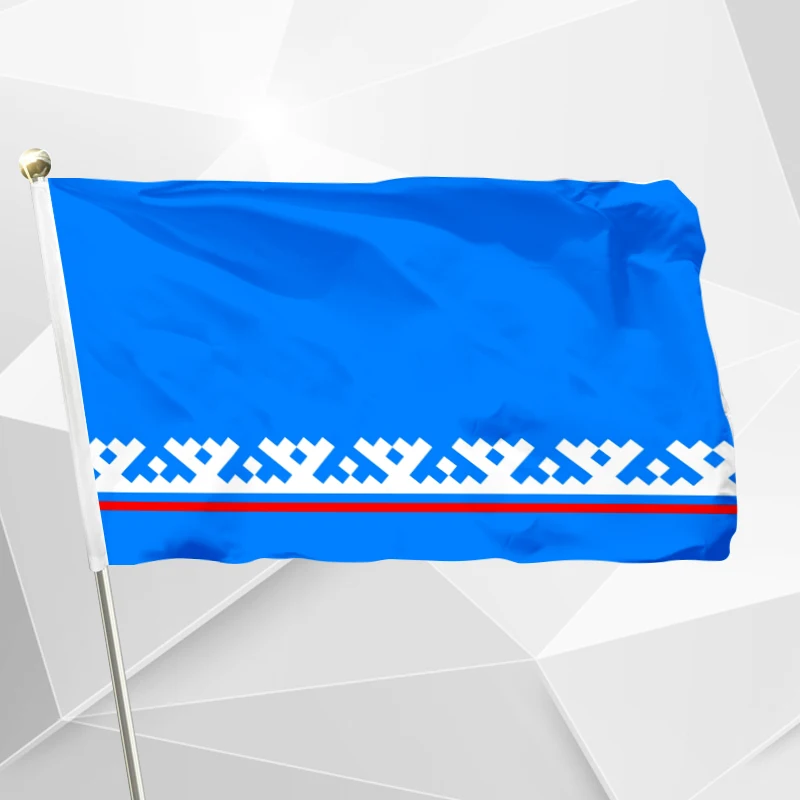 Russia Yamal-Nenets Autonomous District Flag 90x150cm 3x5ft 120g 100D Polyester 60x90cm 21x14cm Banner