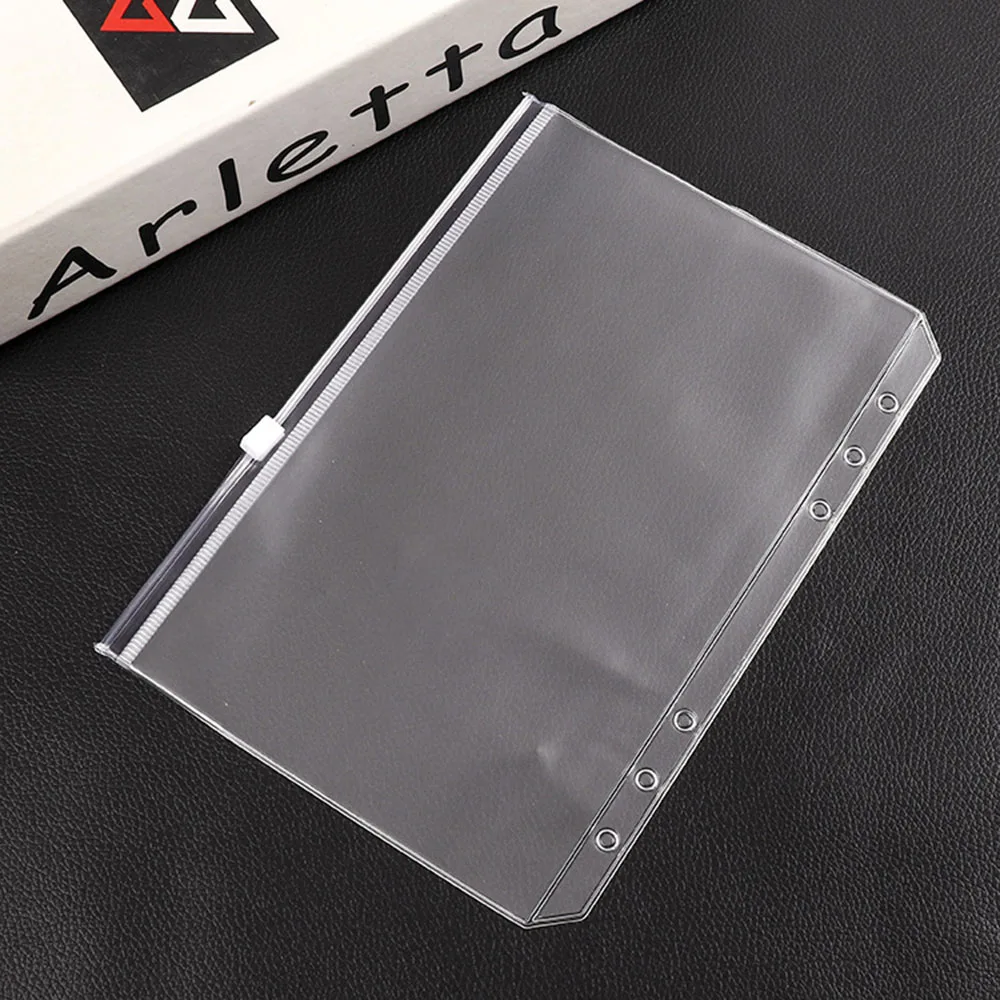5pcs/Set  A5 A6 Transparent Storage Cards Holder Accessories PVC For Binder Rings Notebook 6 Hole Loose Leaf Filing Storgae Bags