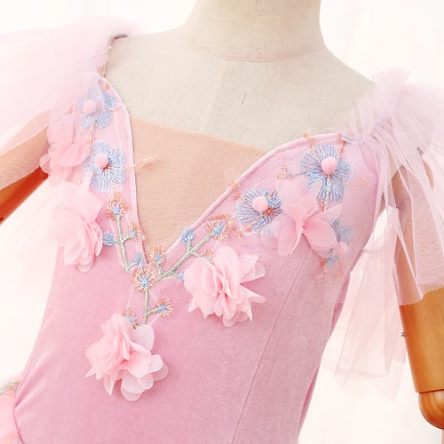 Imagen 2 del producto Vestido de baile de Ballet rosa para niñas, faldas de tutú largas, Ropa de baile de tul profesional, disfraces de baile contemporáneo de bailarina para adultos