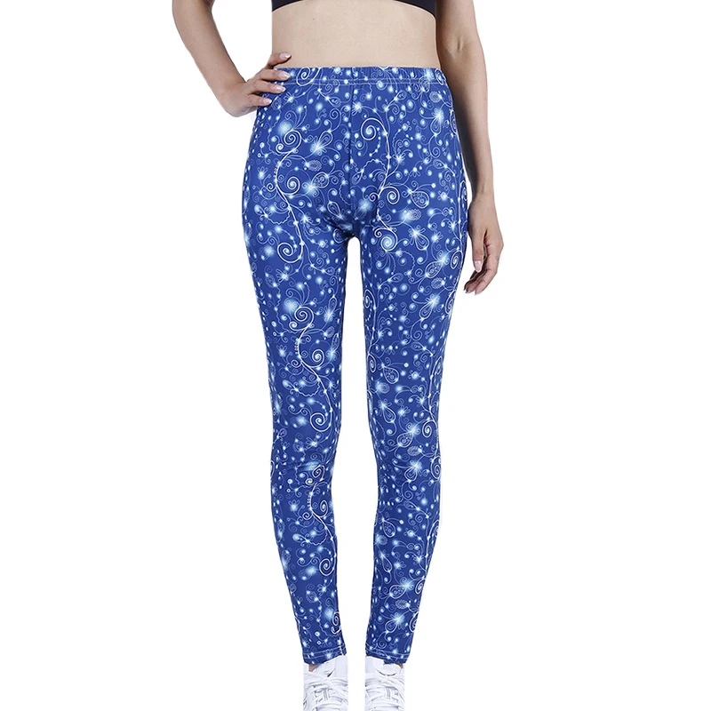 YGYEEG-mallas Push Up de cintura alta para mujer, Leggings deportivos elásticos para entrenamiento, ropa de gimnasio informal con estampado de rollo brillante azul, longitud hasta el tobillo