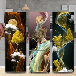 28 Styles Light luxury Style Refrigerator Sticker Peel & Stick Waterproof Double Door Freezer Cupboard Decor Art Mural Wallpaper