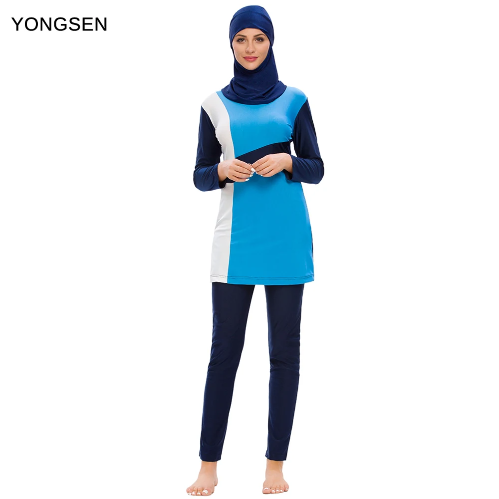 

YONGSEN Women Modest Full Cover Long Sleeve Swimsuit Plus Size Muslim Swimwear Islamic Hijab Islam Burkinis Wear Bathing Suit