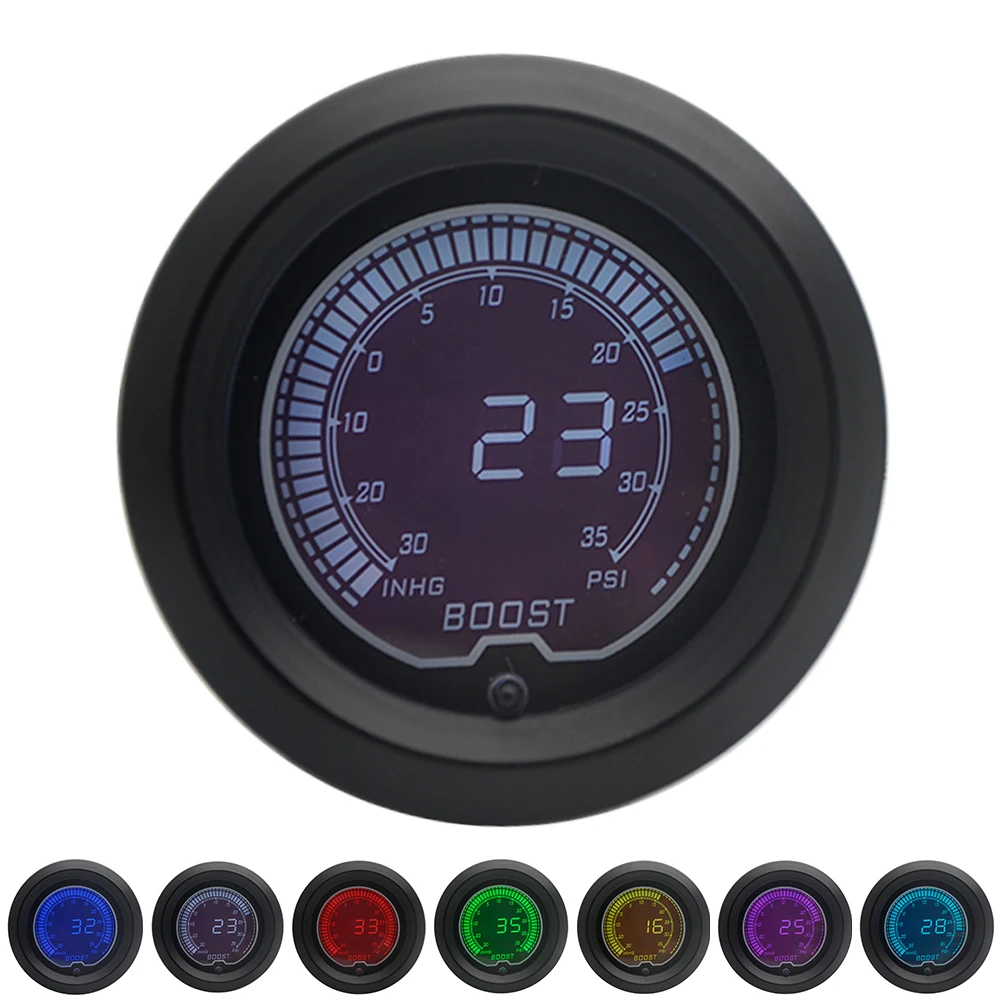 

52mm Boost Turbo Gauge Psi LCD Digital 7 Color Display With Sensor