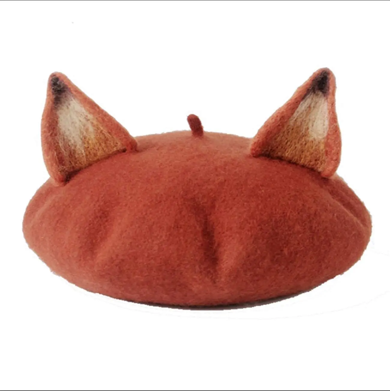 

SmilePunk Vintage Fox Ears Hat Beret Cap for Women Painter Genuine Brown Party Cosplay Gift