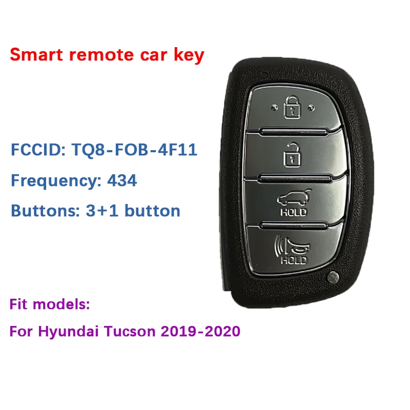 CN020143 Aftermarket 4Button For 2019-2020 Hyundai Tucson Smart Card Remote Control 433MHz Part Number 95440-D3510 TQ8-FOB-4F11