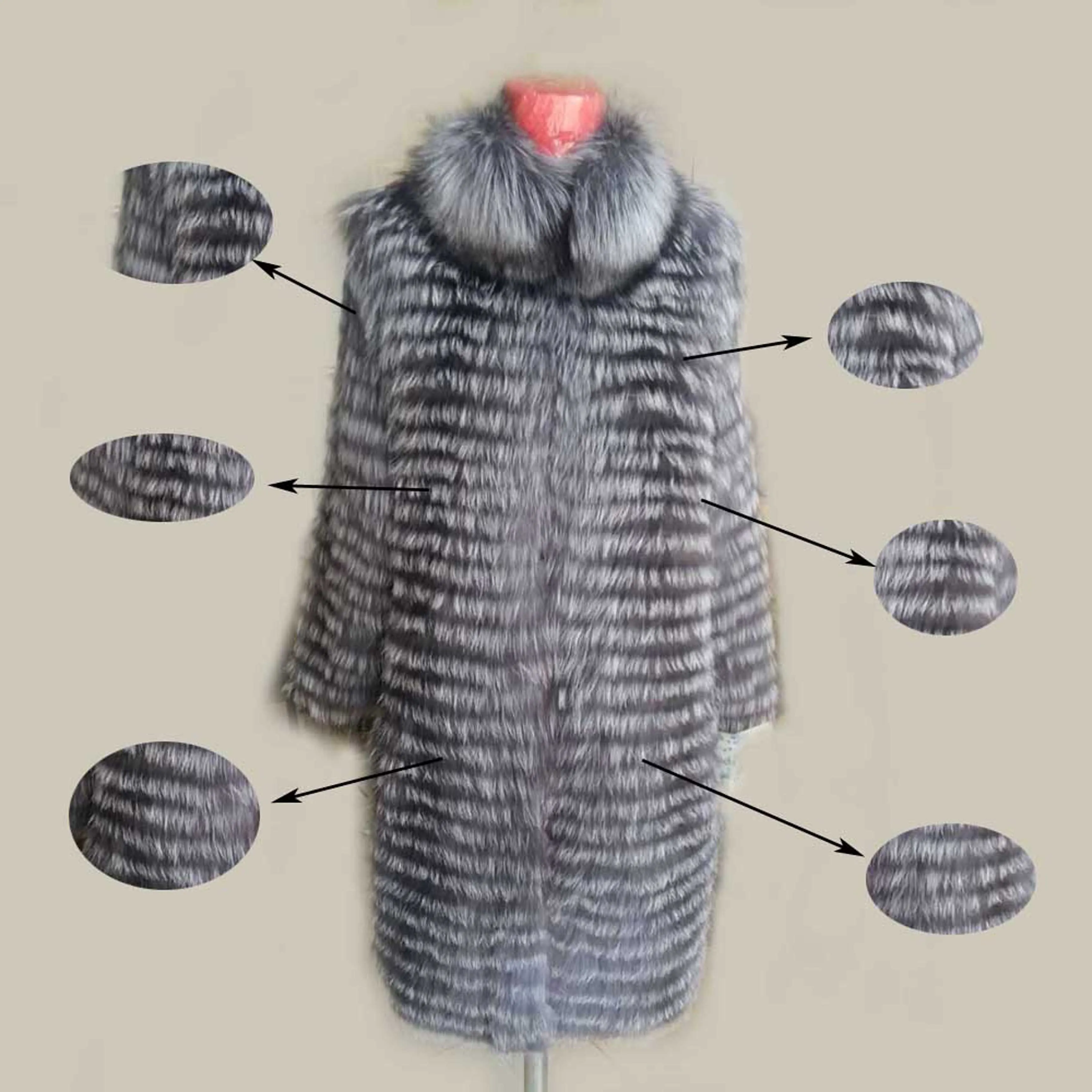 Linhaoshengyue  2020 NEW HOT   Fox Fur Long Coat Wool Knit Liner With Stylish Stand Collar