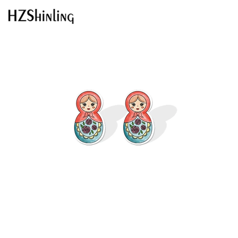 2019 New Cartoon Russian Doll Earring Russian Dolls Fashion Earring Art Plastic Earring Epoxy Stud Earing