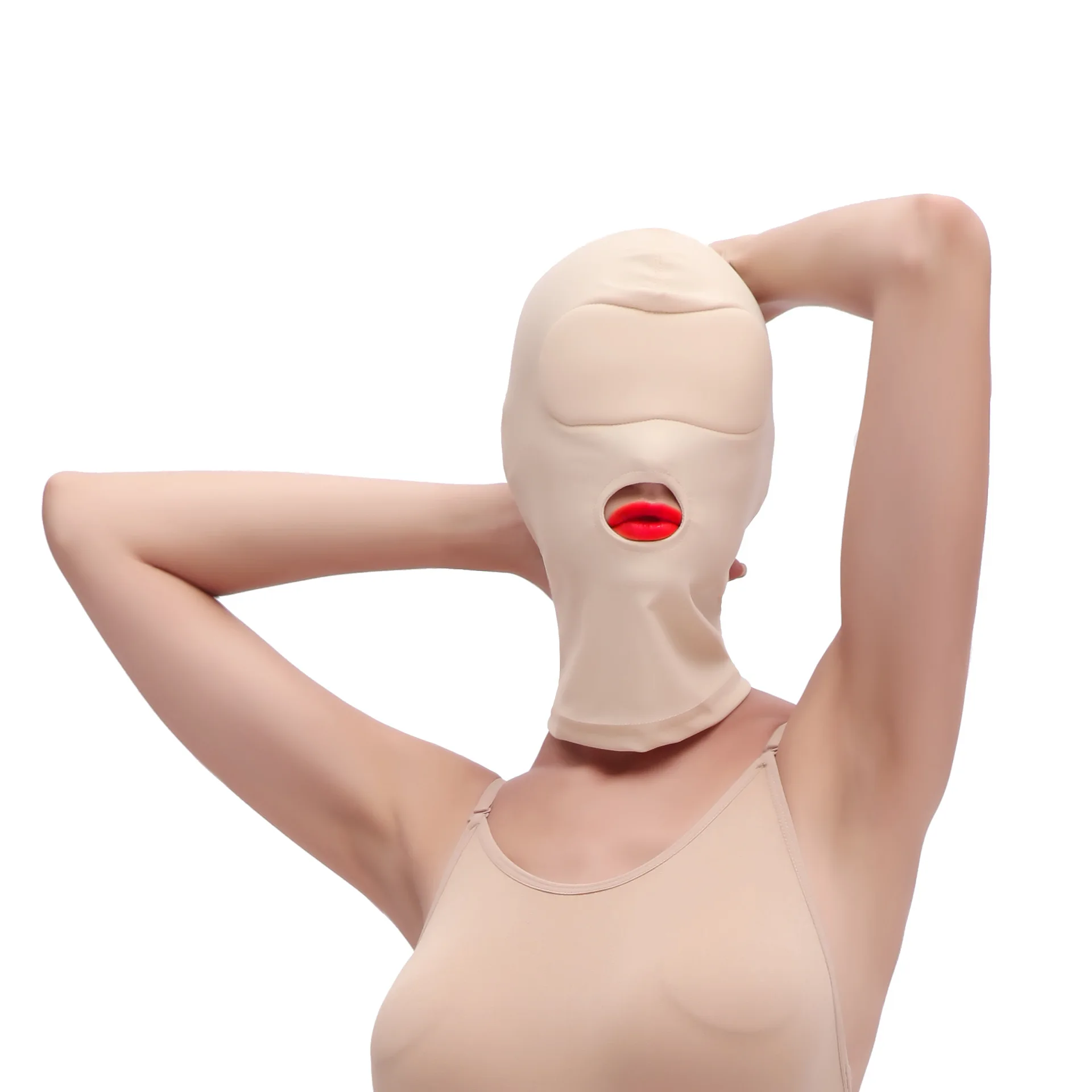 Role Play Costume With Full Face Mask Hood For Cosplay Halloween Sexy Lingerie Party,Open Eyes And Mouth Headgear,Intimacy Goods